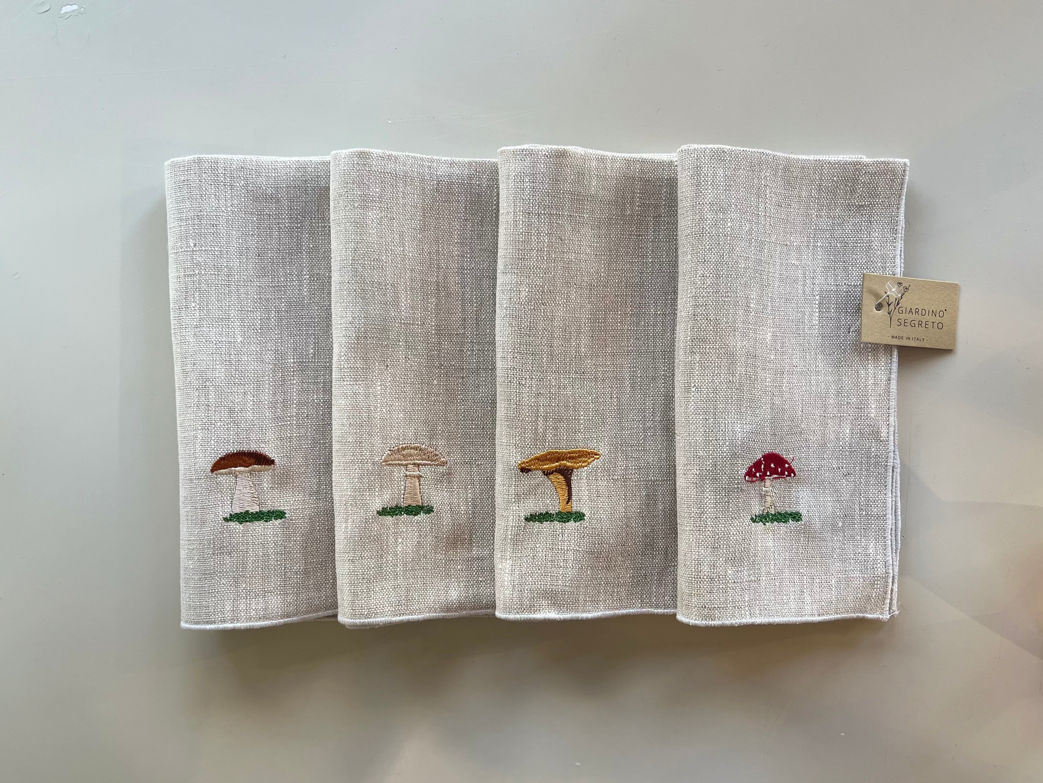 Leinenservietten "Funghi" (4er Set)